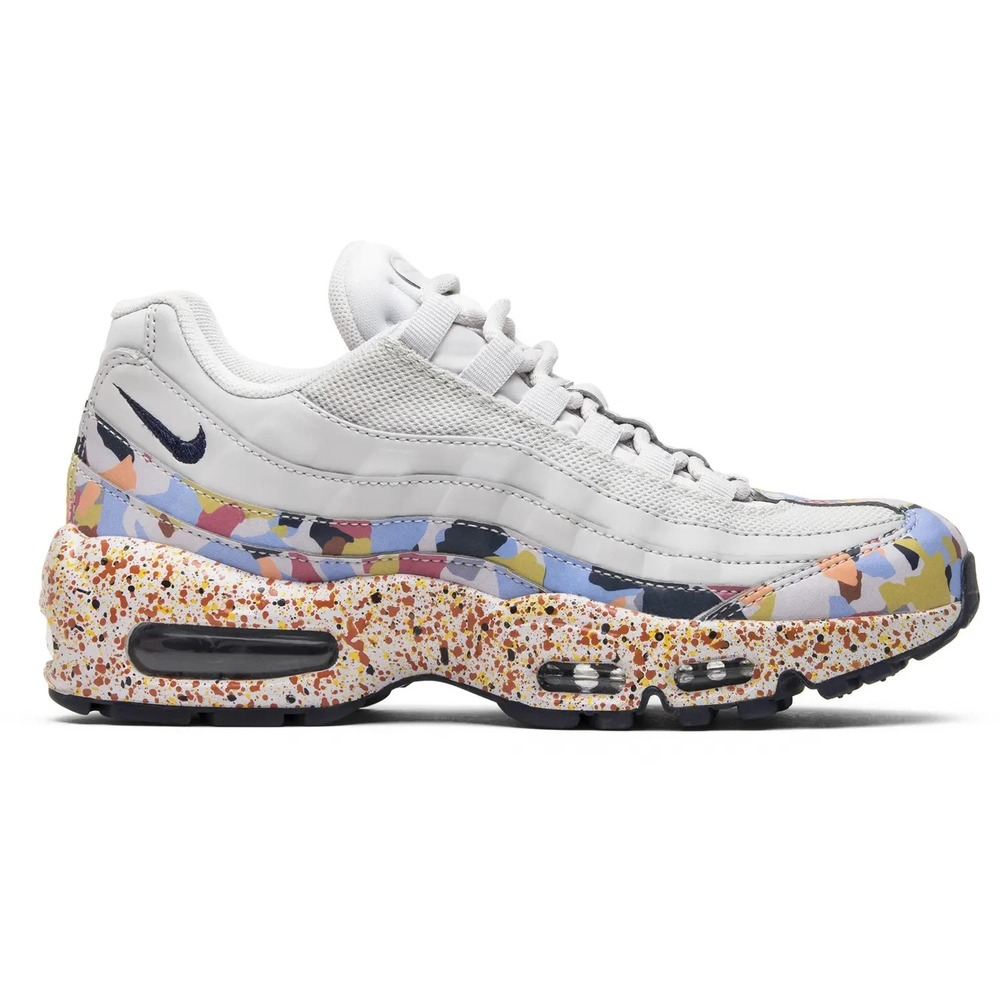 Womens Sz 6.5 Nike Air Max 95 SE Confetti Vast Grey-Navy Blue Shoes 918413-004